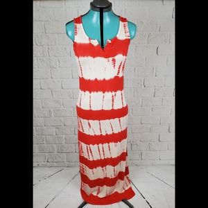 Orange and cream tie dye maxi dress